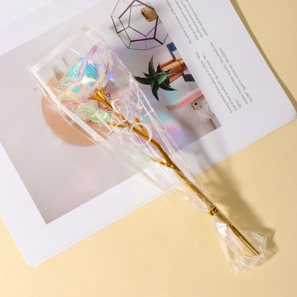 Photography Lighting Simulation - Glowing Gold Foil Rose Flower Colourful