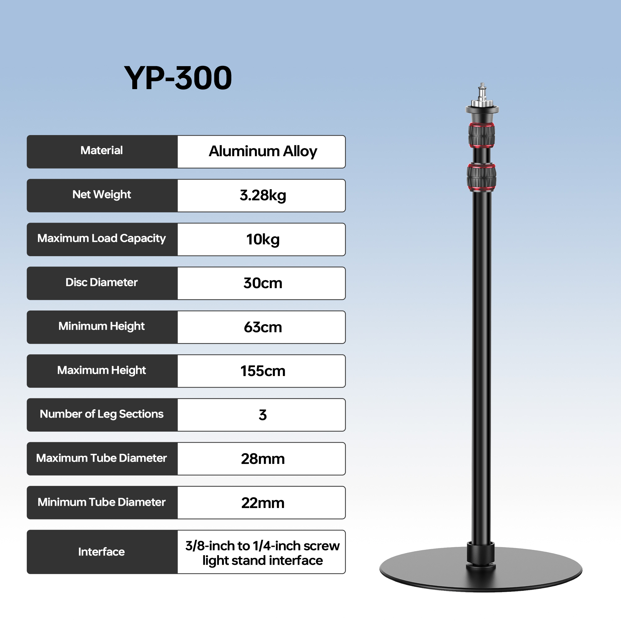 Photography Lighting Mount - Manbily YP300 1.55M Round base Monopod
