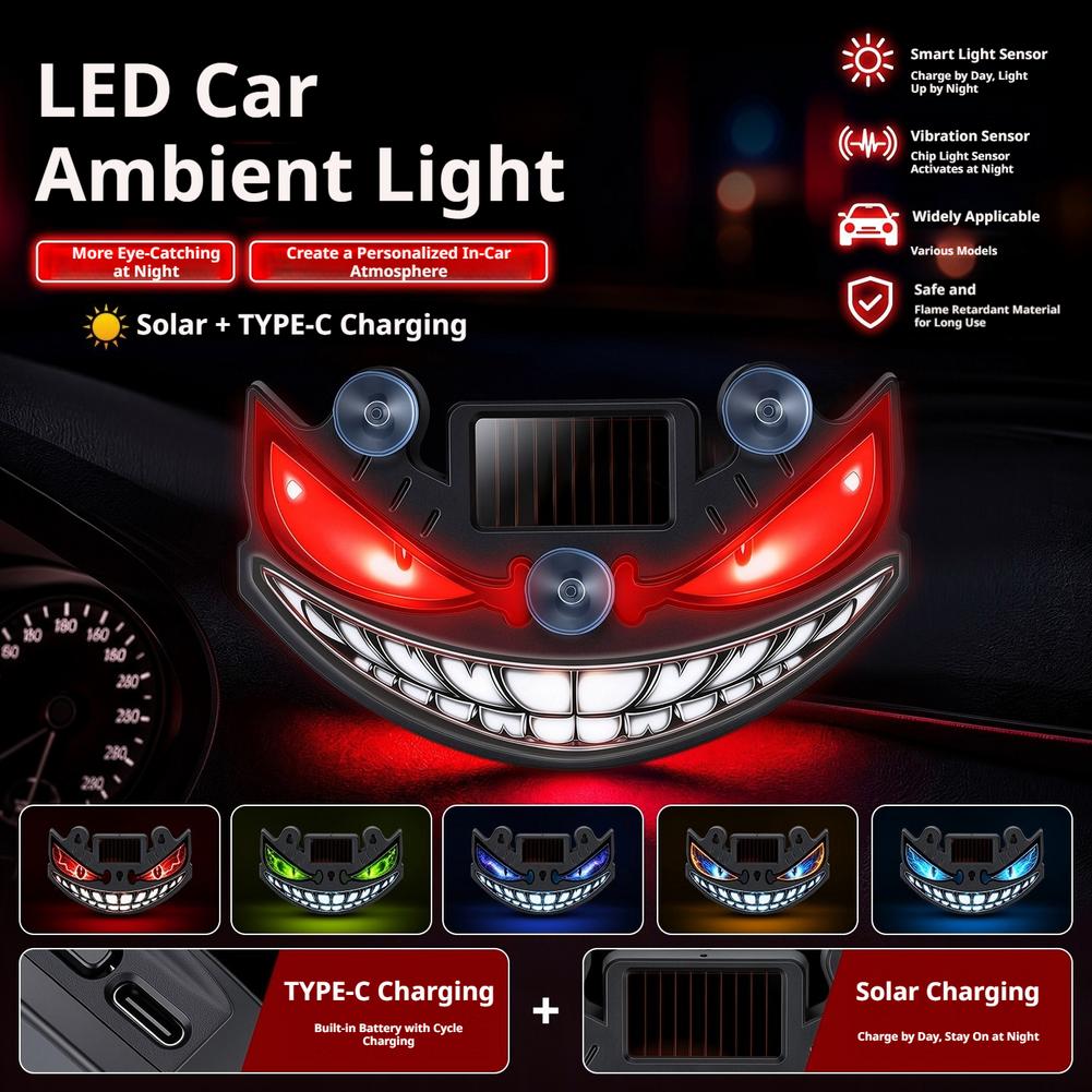Solar Devil Eye Car LED Decor  - Interior Photography Lighting review and price