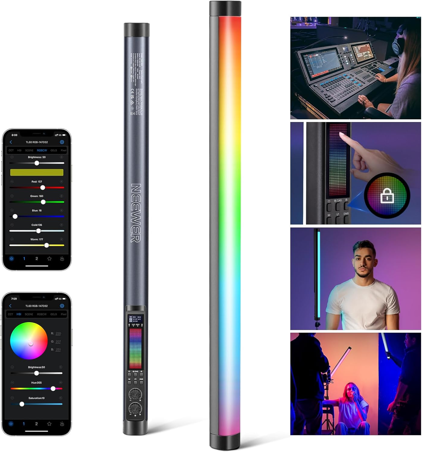 NEEWER TL60 RGB Tube Light, Fu - Photography Lighting App review and price