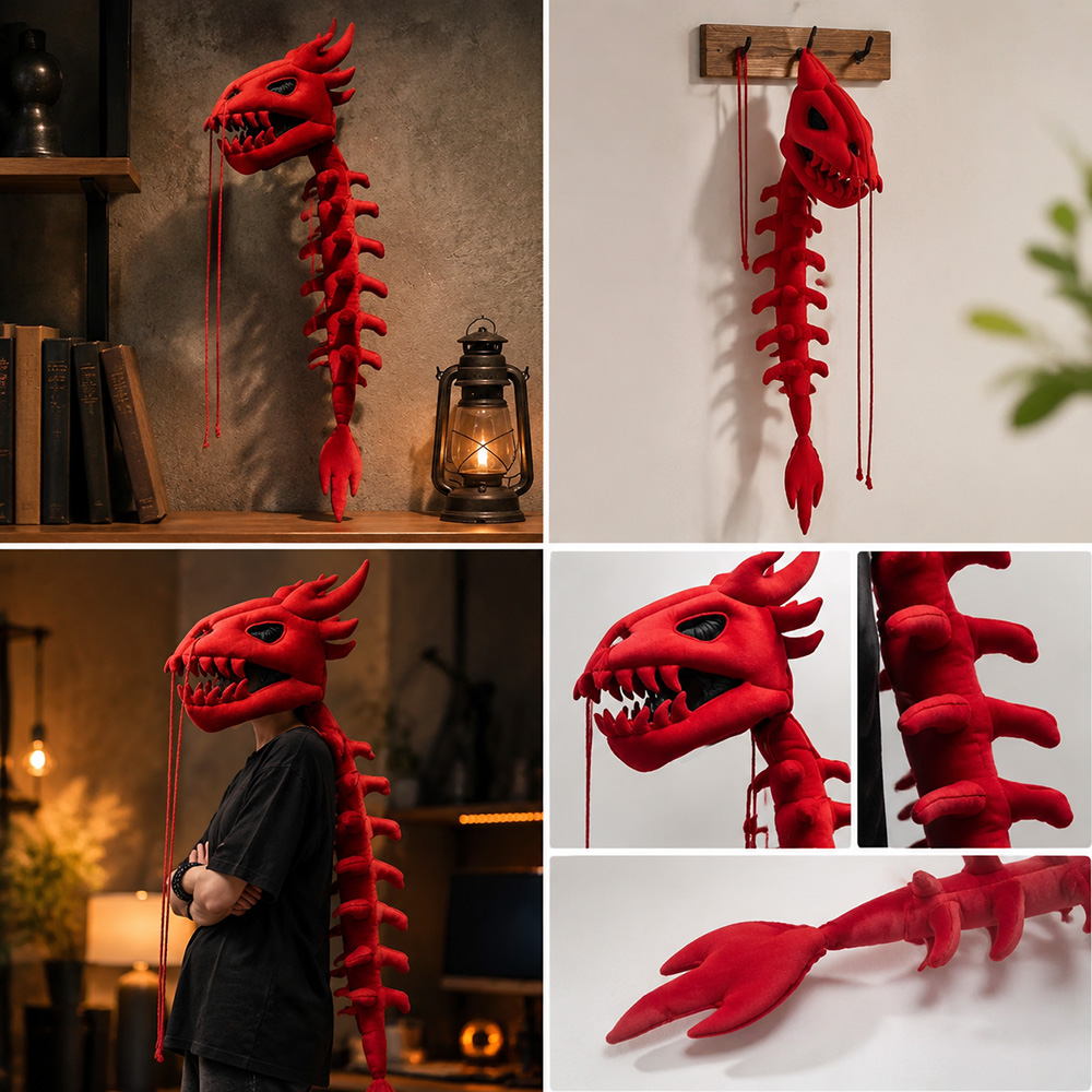 Dragon Skull Spine Plush Hood  - Photography Lighting Home review and price
