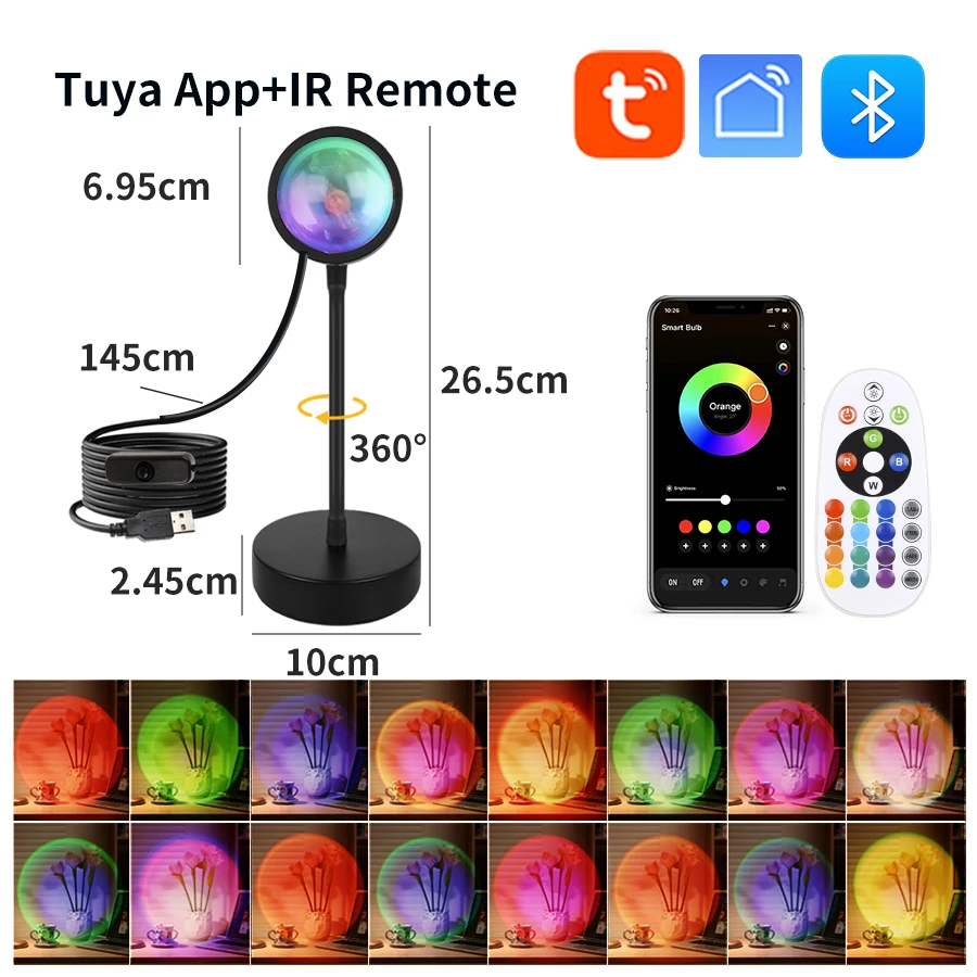Smart Sunset Lamp Tuya USB Sun - Photography Lighting App review and price