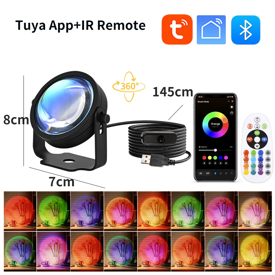 Smart Sunset Lamp Tuya USB Sun - Photography Lighting App review and price