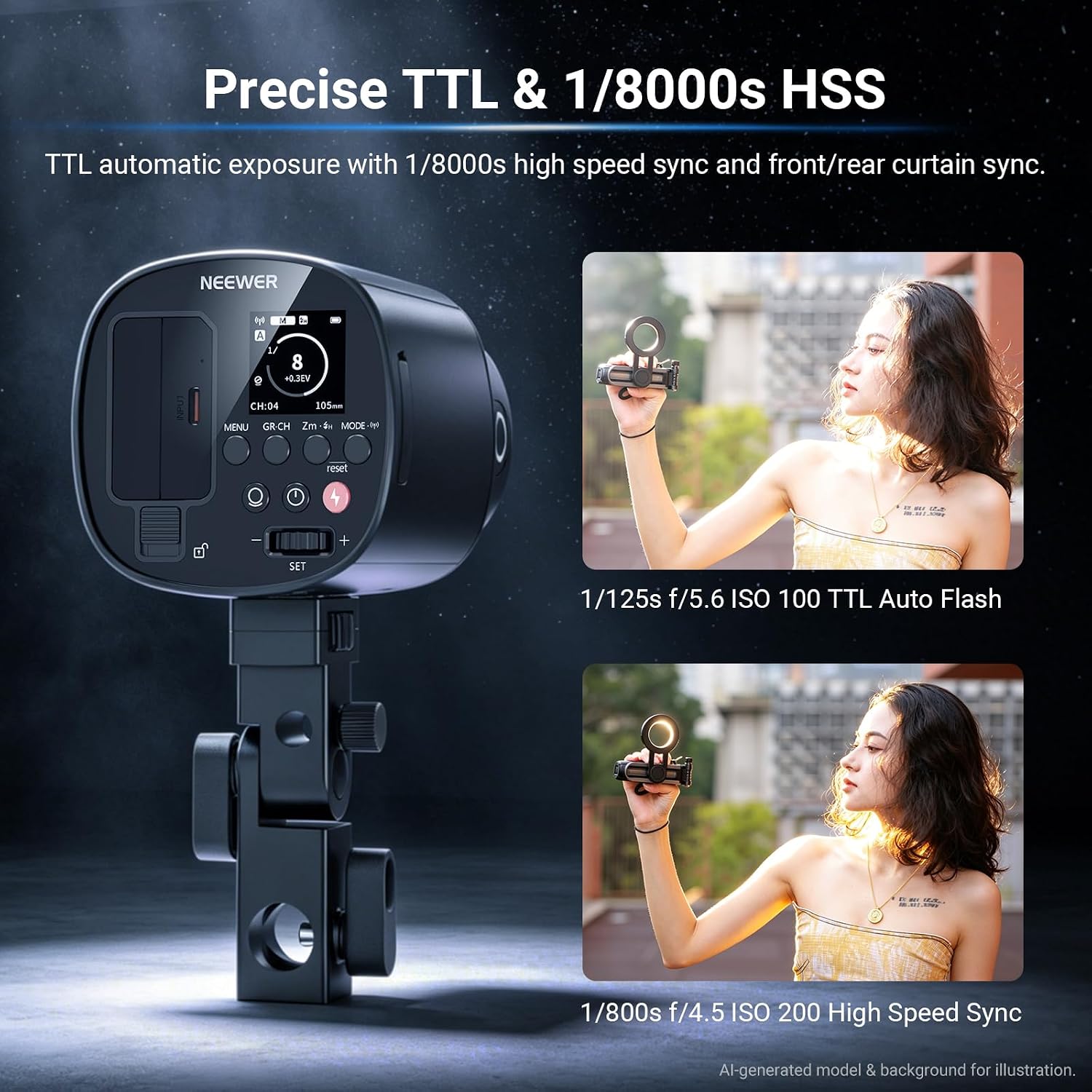 NEEWER Q120 120Ws 2.4G TTL Out - Portable Strobe Monolight review and price