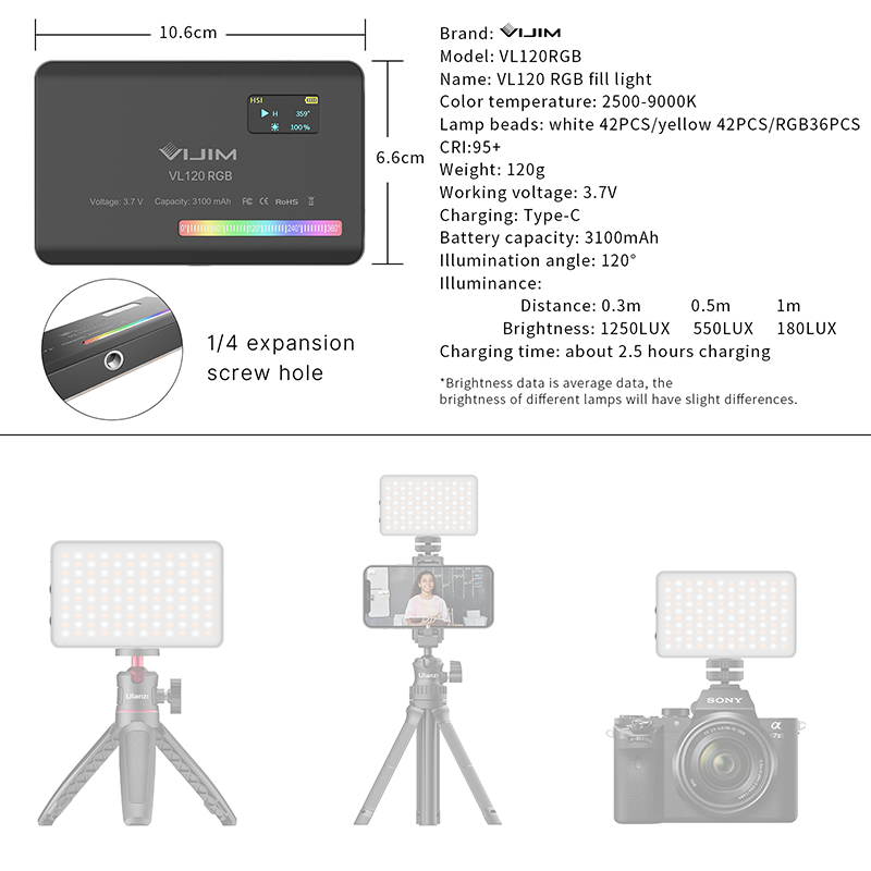 Ulanzi VL120 RGB Camera Video  - Photography Lighting Wireless review and price